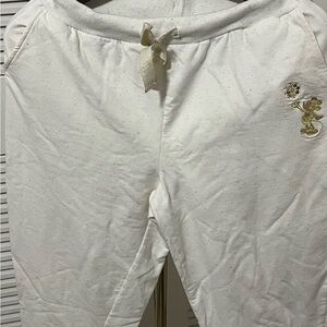 Womans XL DISNEY Jogger Pants with gold Minnie Disney